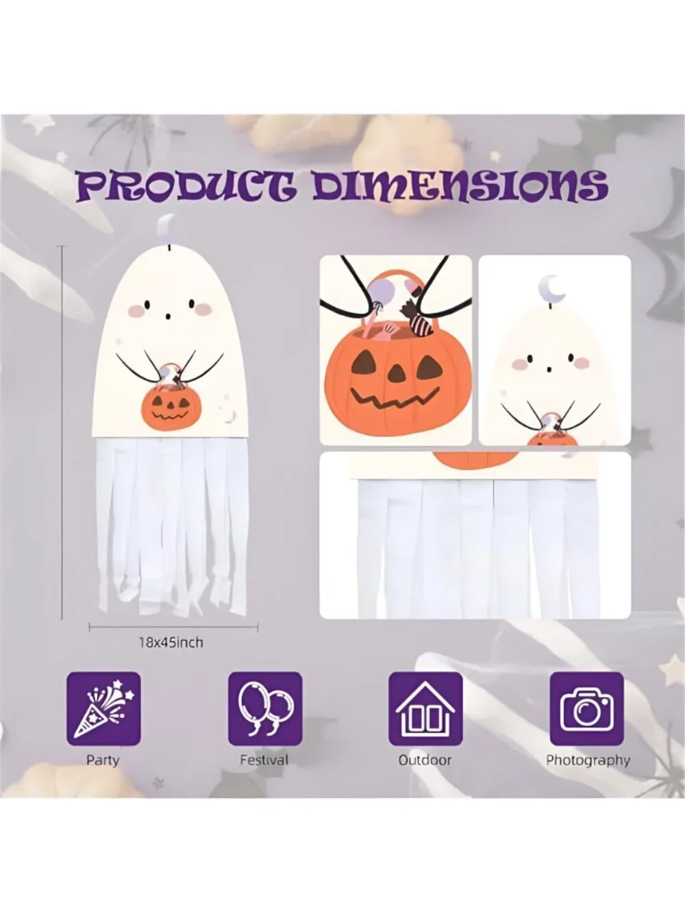 Halloween Ghost Boo Door Cover, Cute Halloween Decorations Spooky Banner